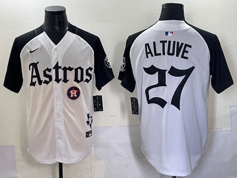 Men 2025 Houston Astros #27 Altuve White Black Five generations Joint Name Nike MLB Jersey style 9